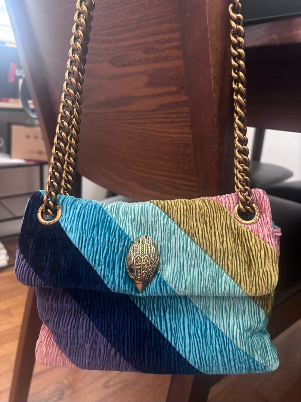 Kurt Geiger mini “Kensington” fabric striped Shoulder Bag - Gold Hardware